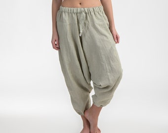 Loose Linen Harem Pants | YOGA pants | Drop-crotch pants | Aladdin trousers| womens pants | unisex linen pants