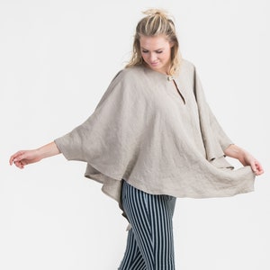 Linen Poncho Top YOGA wear loose linen top flax yoga top linen beachwear image 1