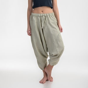 Loose Linen Harem Pants | YOGA pants | Drop-crotch pants | Aladdin trousers| womens pants | unisex linen pants