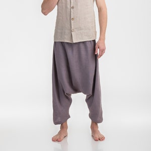 Linen Harem Pants Galife trousers YOGA wear UNISEX drop crotch trousers loose flax pants linen trousers unisex