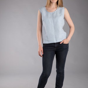 Linen Tank  Top  / Handmade Linen Tank Top /  Washed Linen Top  / Pastel Blue linen tank top