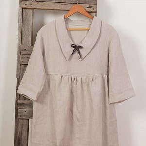 Linen Tunic Loose Linen Blouse, Linen Baby Doll Blouse , Handmade Linen Tunic, Washed Linen Natural Flax Tunic image 1