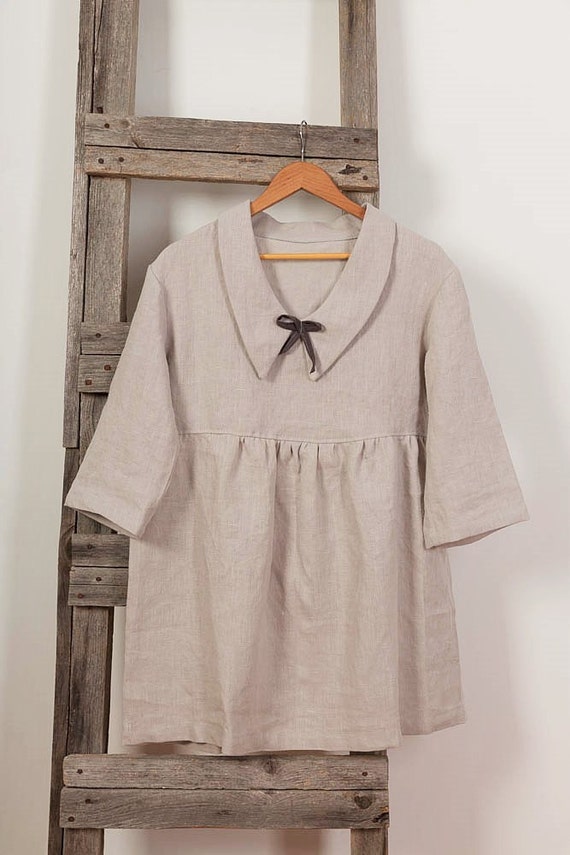 Linen Tunic Loose Linen Blouse Linen Baby Doll Blouse | Etsy UK