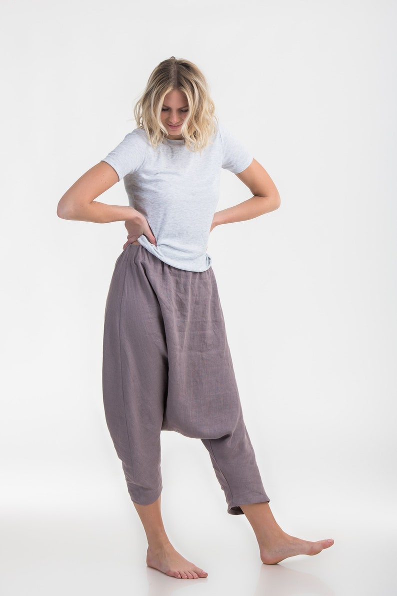 Linen Harem Pants Galife Trousers YOGA Wear Drop-crotch Pants - Etsy