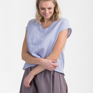 Linen Crop Top Loose Linen Box top Oversized Linen Blouse  Linen Sleeveless top
