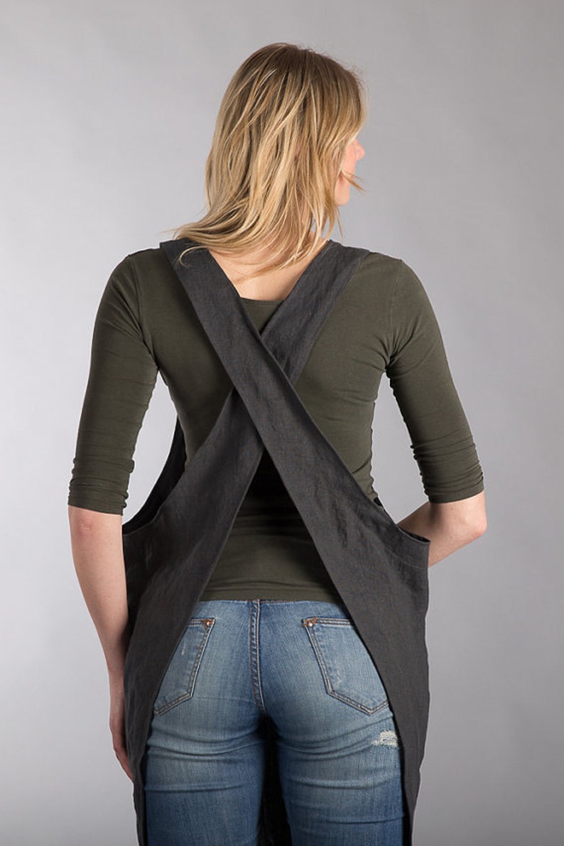 Linen Aprons Handmade Japanese Apron Artisan Cross Over Apron Etsy