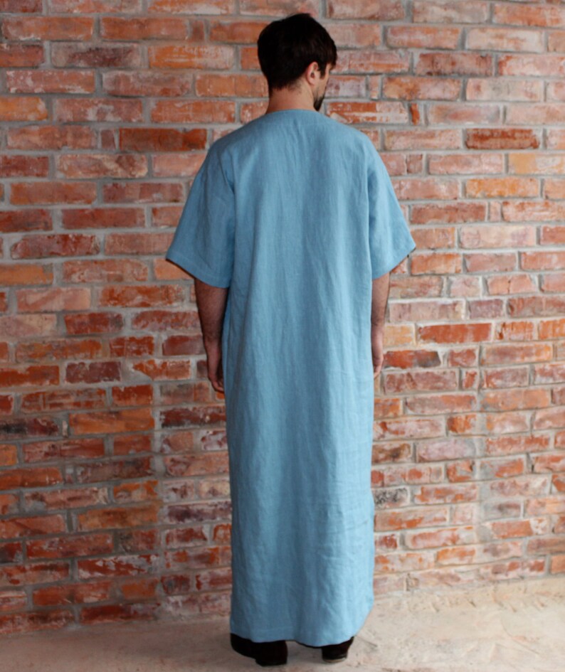 Mens Linen Kaftan Short sleeve Linen Caftan Mans Djellaba Etsy