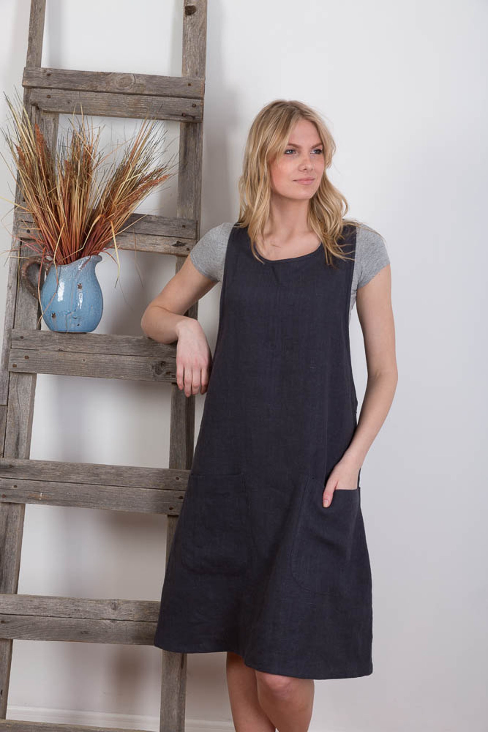 Linen Overalls Sleeveless Linen Dress Washed Linen Summer Etsy