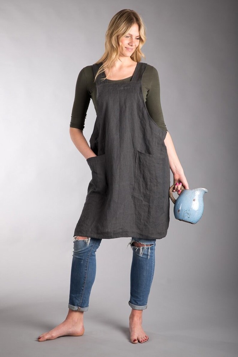 Linen Aprons Handmade Japanese Apron Artisan Cross Over Apron Etsy