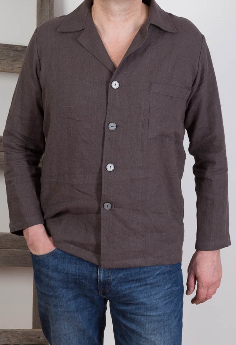 Mens Linen Shirt Flax Shirt Homewear Linen Leisure Shirt - Etsy UK