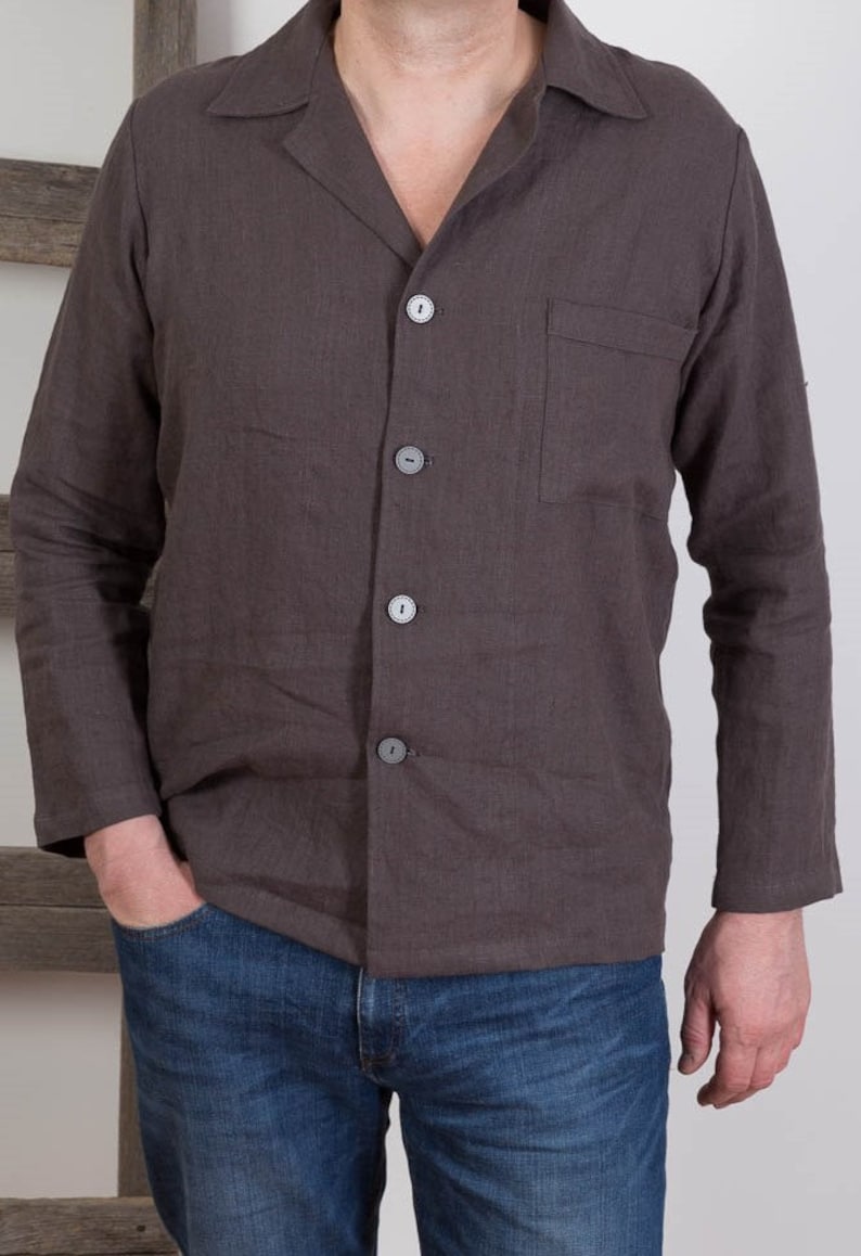 Mens Linen Shirt Flax Shirt Homewear Linen Leisure Shirt Etsy