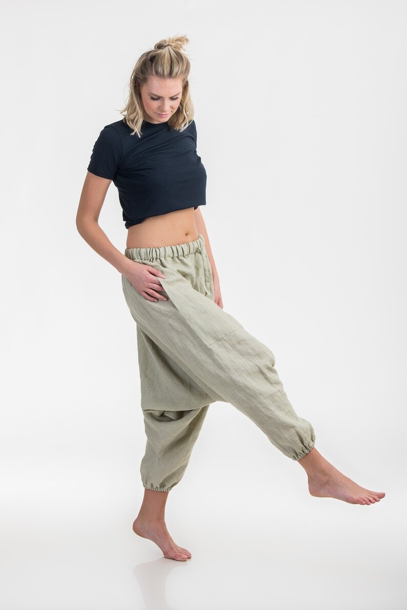 Loose Linen Harem Pants YOGA Pants Drop-crotch Pants - Etsy