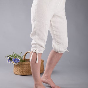 Linen Capri Pants 3/4 Linen Pants Maternity Linen Pants Womens Linen Shorts Washed Linen Capri /Flax Made to order image 1
