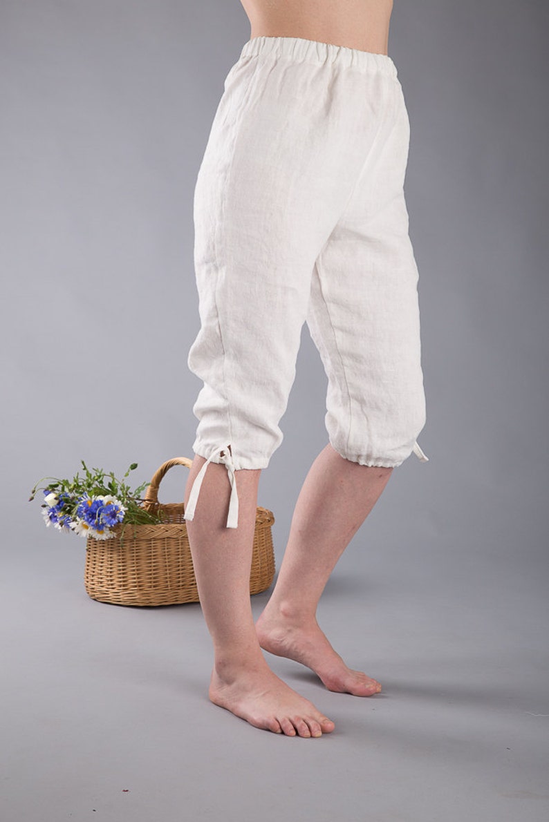 Linen Capri Pants 3/4 Linen Pants Maternity Linen Pants Womens Linen Shorts Washed Linen Capri /Flax Made to order image 1