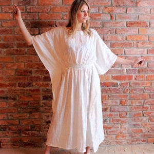 Linen Djellaba Linen Kaftan Loose Dress Long  Poncho  Beach Cover up Linen Kaftan Womens Long Linen Overalls Loose Linen Smock One Size