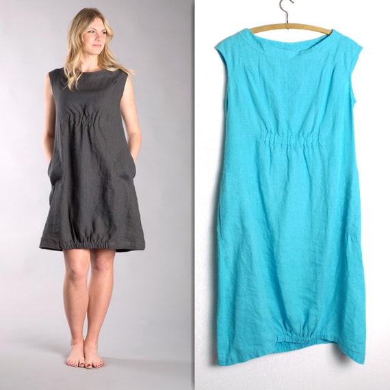 turquoise linen dress