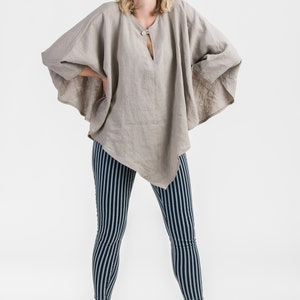 Linen Poncho Top YOGA wear loose linen top flax yoga top linen beachwear image 3