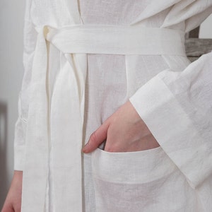 Linen Bathrobe / Linen Robe / Linen Smock Womens Dressing Gown image 4