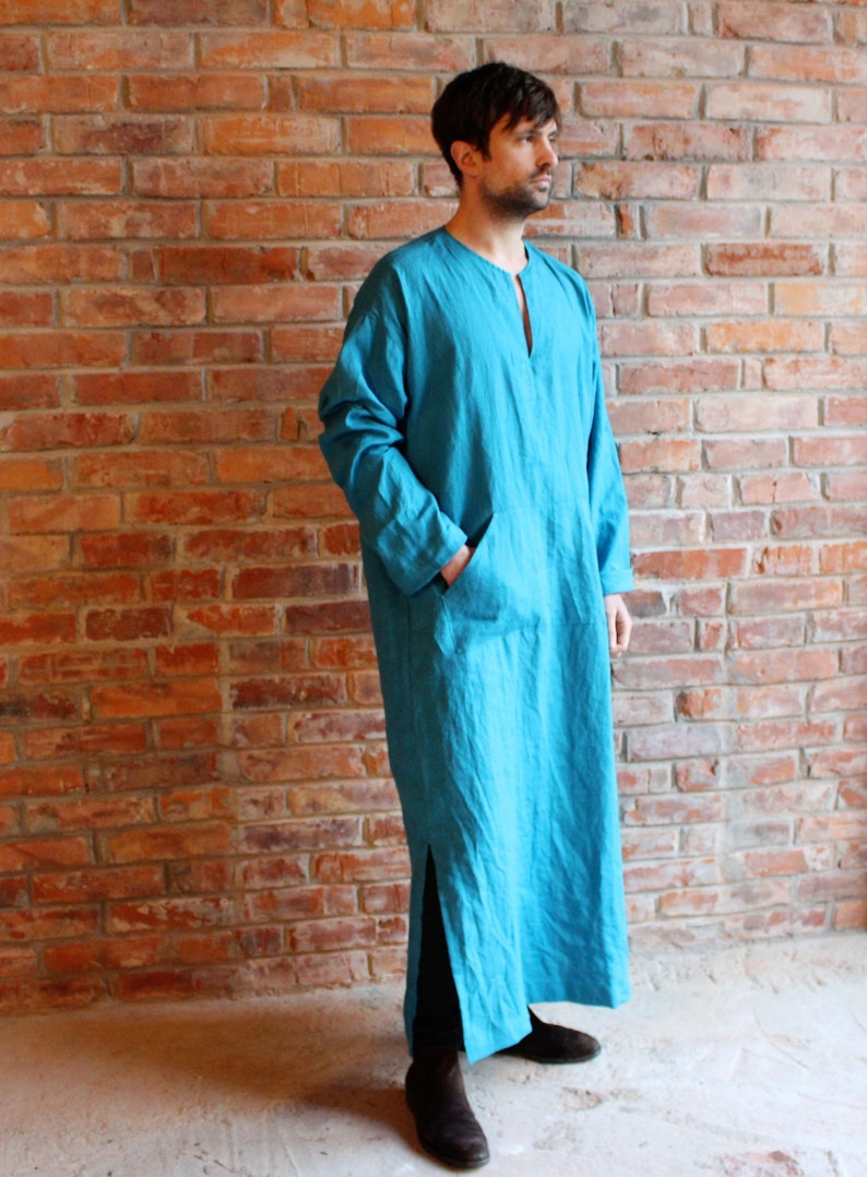 Mens Kaftan Pure Linen Djellaba Mens Linen Caftan Man - Etsy