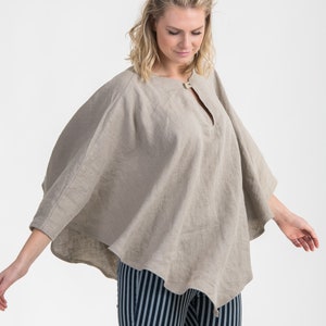 Linen Poncho Top YOGA wear loose linen top flax yoga top linen beachwear image 4