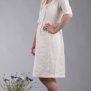 Linen Dress Washed Linen Summer Dress Wedding Dress Linen Tunic 3/4 Sleeve Romantic Natural Flax Dress Fitted Dress Various colours image 1