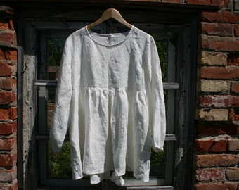 Linen Baby doll Blouse / Linen Maternity blouse / Washed Linen  / Linen Tunic / Loose linen blouse / Oversized linen Shirt