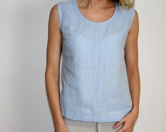 Sleeveless linen top, Simple Linen Tank Top , Sleeveless blouse,  Handmade  Washed Linen tank top,  Different colors, MEDIUM , Ready to ship