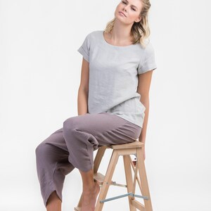 Womens Linen Blouse Loose Linen Top Linen T-shirt Classic Flax Blouse