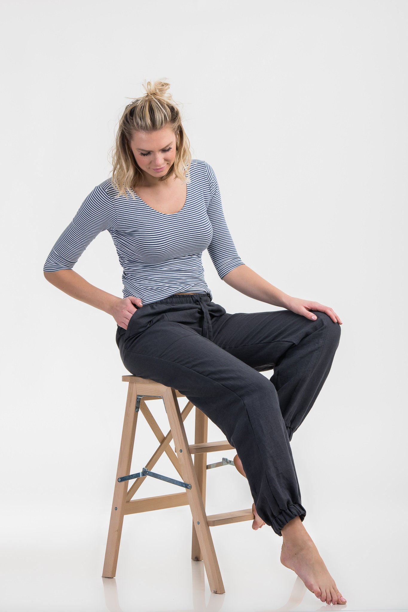 tapered linen trousers