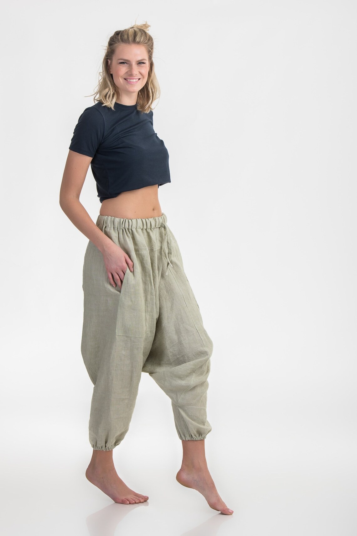 Loose Linen Harem Pants YOGA Pants Dropcrotch Pants Etsy