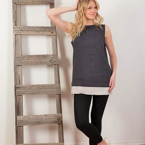 Linen Tunic  Sleeveless Linen Tank Dress ,  Long Linen Top , Linen Sleeveless Dress , Long top Handmade Custom Order