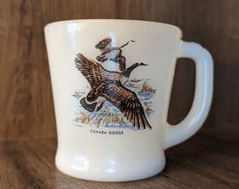 Fireking white glass vintage mug, Canadian Goose