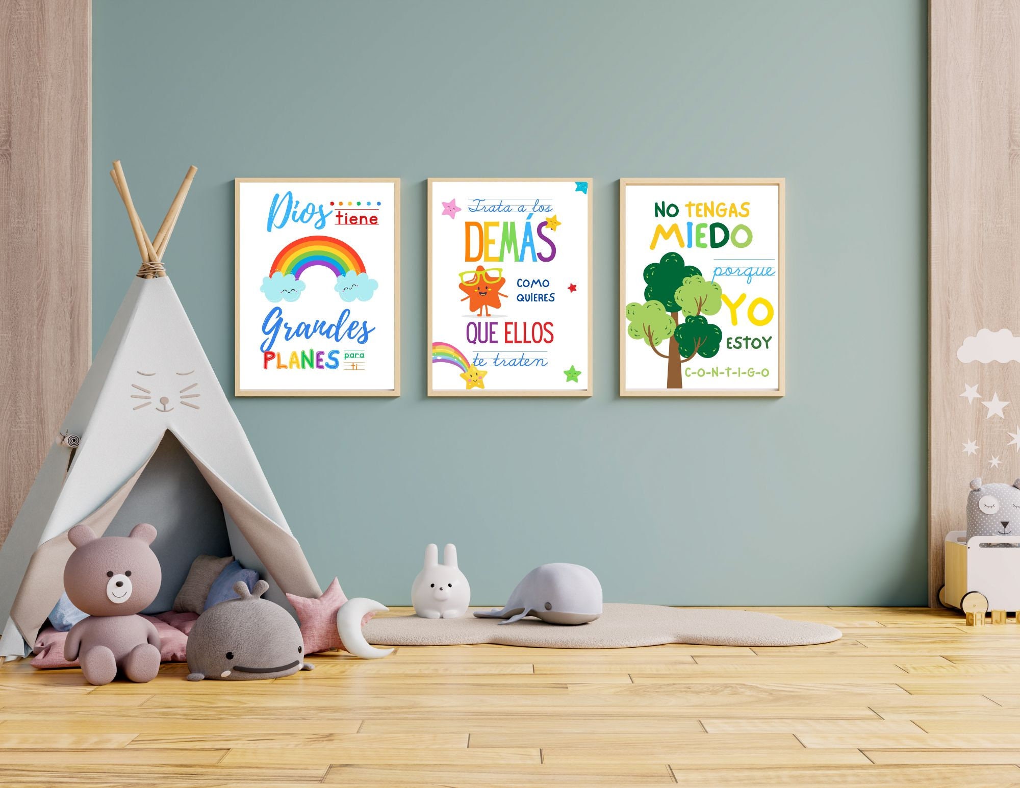 Spanish Bible Verse Poster Set for Kids Room, Sunday School Decor ...