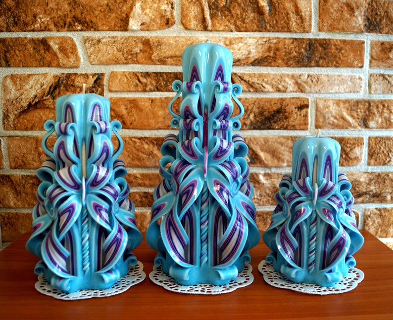 Unique candles blue candles Unique candle gift Home decor Etsy
