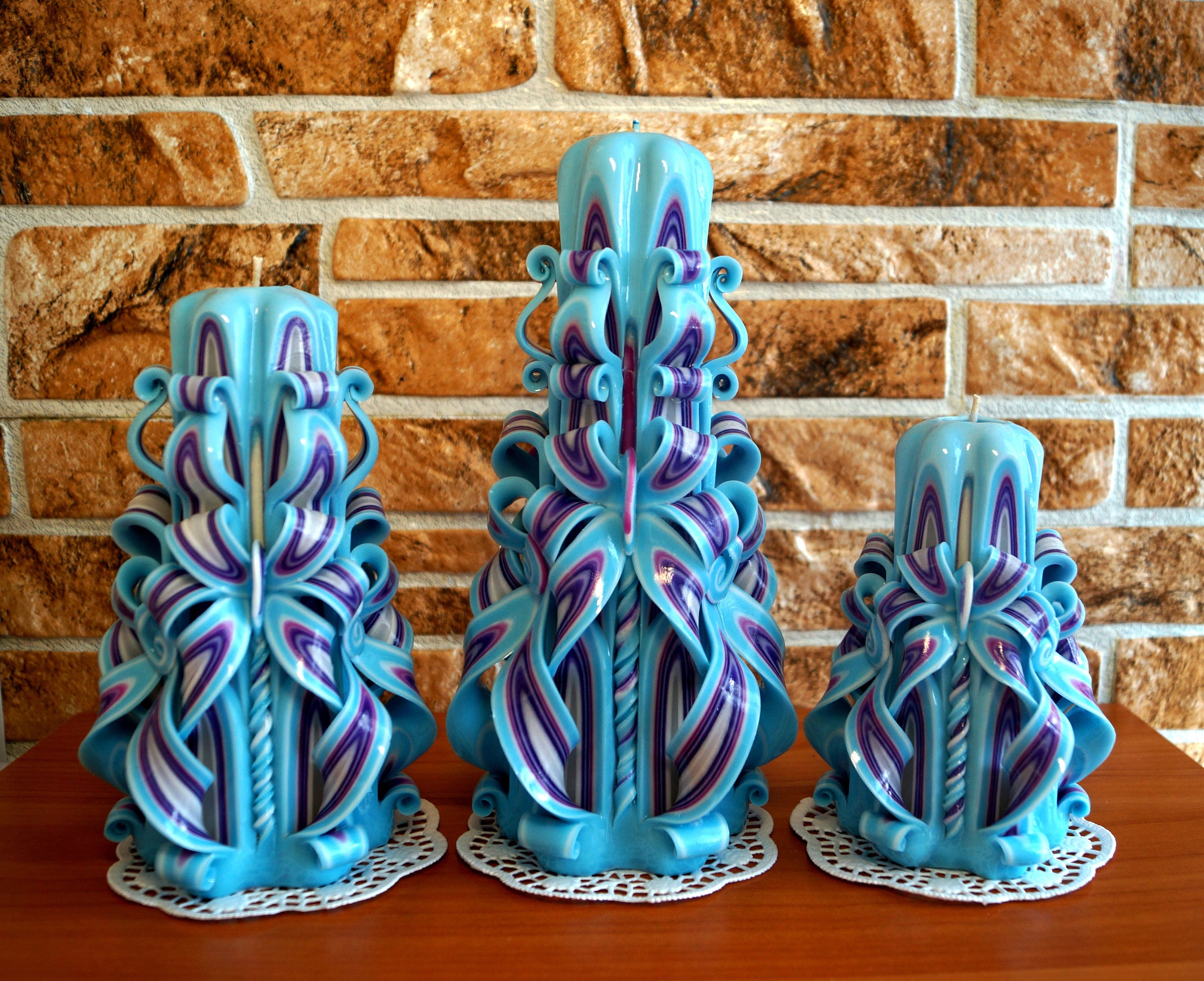 Unique candles blue candles Unique candle gift Home decor Etsy