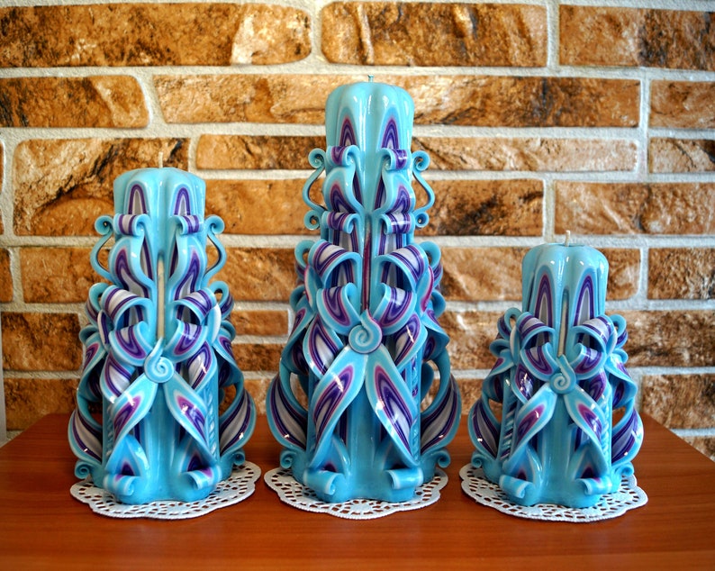 Unique candles blue candles Unique candle gift Home decor Etsy
