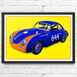 1956 Porsche 356 A T1 race car art, vintage German Sports Car, 1950's auto image 1