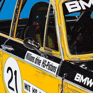 BMW Alpina 2002ti race car art, vintage race car, TRANS-AM series, 1970s auto image 3