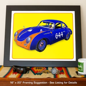 1956 Porsche 356 A T1 race car art, vintage German Sports Car, 1950's auto image 7