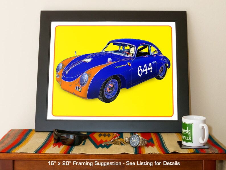 1956 Porsche 356 A T1 race car art, vintage German Sports Car, 1950's auto image 7