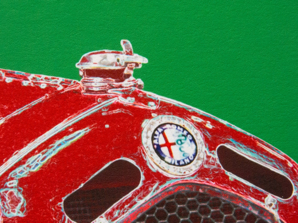 Alfa Romeo race car art, vintage Italian Gran Prix race ...