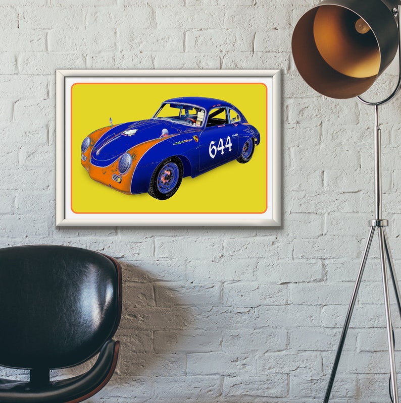 1956 Porsche 356 A T1 race car art, vintage German Sports Car, 1950's auto image 5