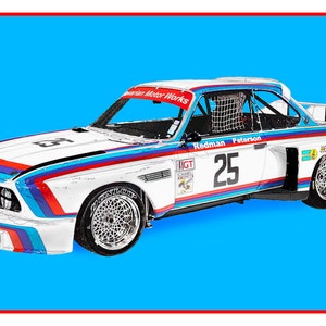 BMW 3.0 CSL Batmobile, Vintage German race car art, Winner of 1975 12 hours of Sebring, 1970's auto image 7