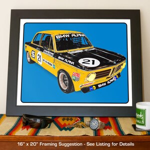 BMW Alpina 2002ti race car art, vintage race car, TRANS-AM series, 1970s auto image 6