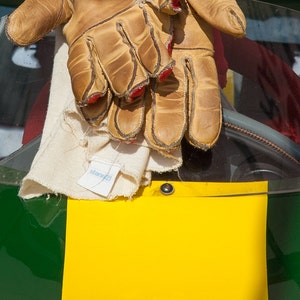 British Racing Green Lotus, race car art, race car and gloves, photograph image 3