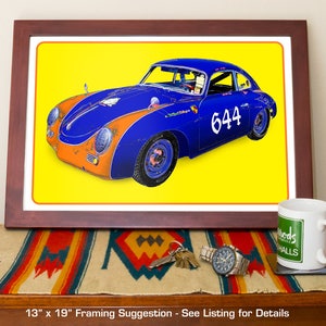 1956 Porsche 356 A T1 race car art, vintage German Sports Car, 1950's auto image 6