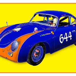 1956 Porsche 356 A T1 race car art, vintage German Sports Car, 1950's auto image 8