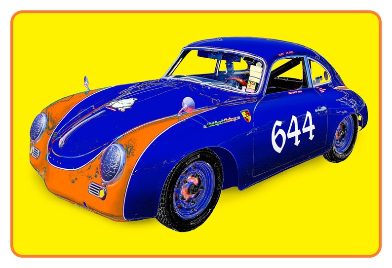 1956 Porsche 356 A T1 race car art, vintage German Sports Car, 1950's auto image 8