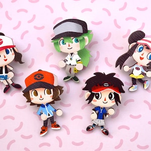 BW / B2W2 x AC Wooden Pins / Stickers / Magnets - N Harmonia, Hilda, Hilbert, Rosa, Nate
