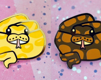 Banana Ball Python and Normal Morph Enamel Pins